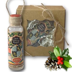 Gebirgs-Enzian Schnapps German Liquor Artisan Vintage Glass Bottle Ornament